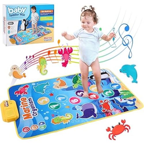 2 in-1 Musical Mat for Boys & Girls, Early Educational Musical Toys Mat for Toddlers First Birthday Gifts for Baby, Instruments Educational Learning Toys Xmas Birthday Gifts for 18M+ Baby