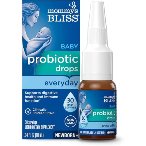 Mommy's Bliss Baby Probiotic Drops, Daily Gas, Constipation, and Colic Symptom Relief + Immune Support, Newborns & Up, 0.34 Fl Oz (30 Servings)
