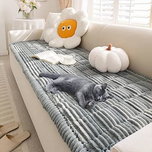 Pet Couch Covers for Sofa, Soft Flannel Dog Couch Cover Protector for Dogs, Washable Pet Friendly Sofa Cover Non-Slip Dog Bed Mat for Couch (27x59.1 inch, Grey)