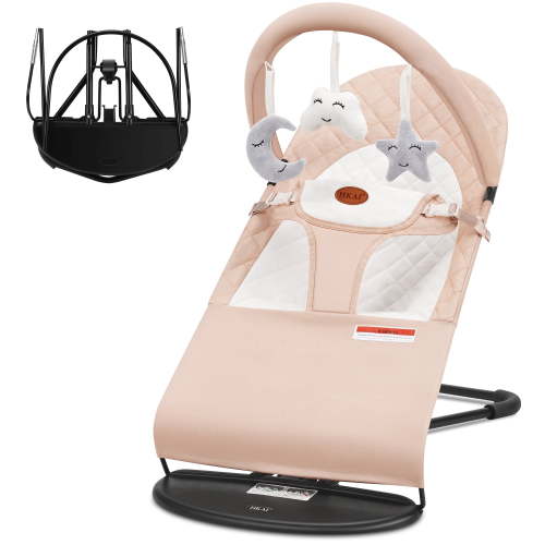 kmaier Baby Swing, 2-in-1 Convenient, Adjustable Bouncer or Fixed with Swing Toys for 0-18 Months,oat