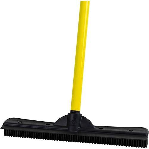 FURemover Original Pet Hair Rubber Broom with Squeegee, with 58" Telescopic Handle for Carpet, Tile and Hardwood