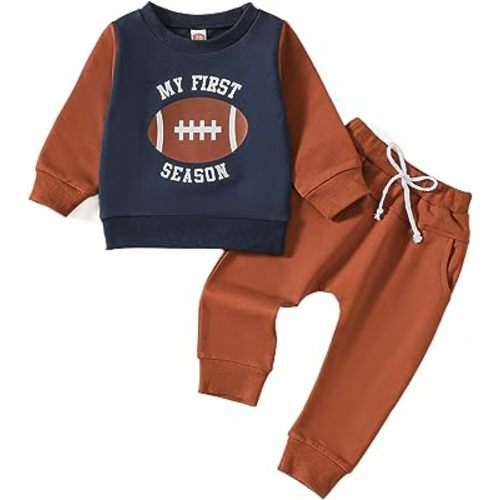 Football Outfit for Infant Baby Boy Game Day Crewneck Shirts Sweatshirt Pullover Flare Pants Football Fall Clothes