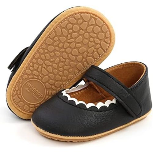 Baby Girl Mary Jane Dress Shoes Infant Newborn Flats Anti-Slip Soft PU Leather Party School Wedding Princess Baby Girl Shoes