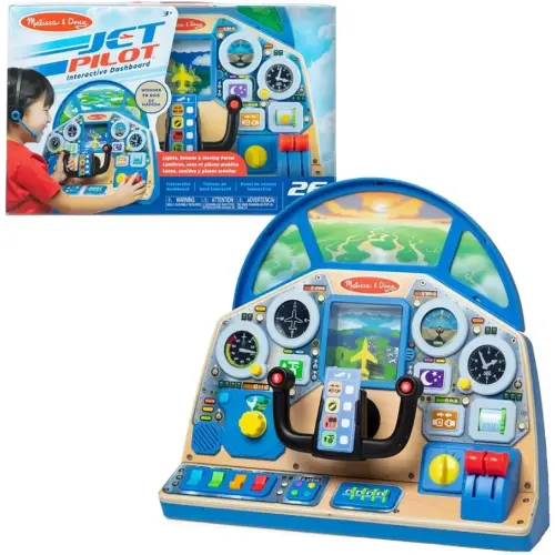 Melissa & Doug Jet Pilot Interactive Dashboard Wooden Toy for Boys and Girls Ages 3+ - FSC Certified