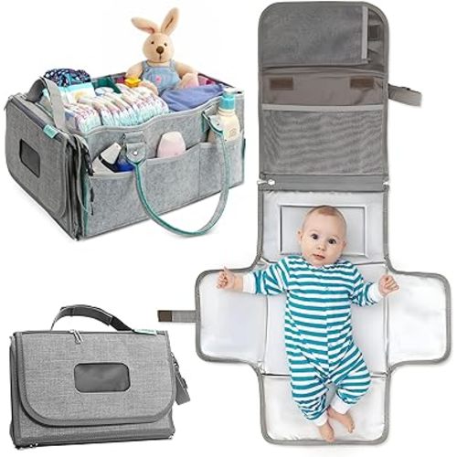 2-in-1 Diaper Caddy Organizer & Portable Changing pad - Portable Travel Changing Pad - car Caddy Organizer - Ultimate Convenience in One Tidy Solution!