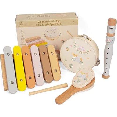 Wooden Musical Instruments Set for Toddlers 1-3, Natural Wood Percussion Instruments Xylophone Gift Set for Girls Boys Kids ,Preschool Educational Musical Toys