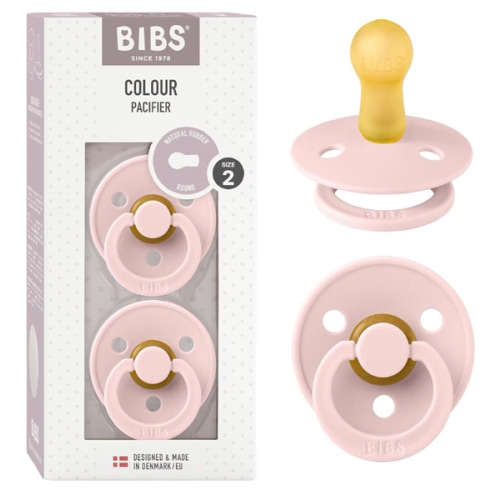 BIBS Pacifiers Colour Collection | Natural Rubber Baby Pacifier | Set of 2 BPA-Free Soothers | Made in Denmark | 6+ Months (Pack of 2) | Blossom