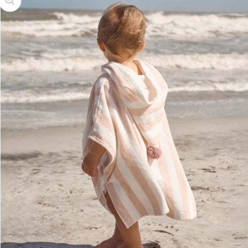 Pink Stripe Hooded Terry Poncho – Elegant Baby