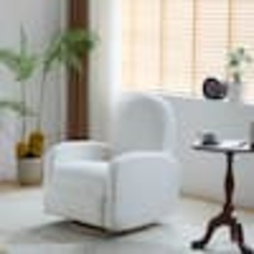 CHRISTOPHER KNIGHT HOME Xorath Modern Upholstered Boucle Glider Recliner, 360° Swivel, White 115952