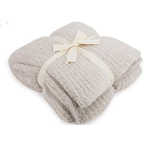 Barefoot Dreams Women's CozyChic Ribbed Throw, Almond, Brown, One Size