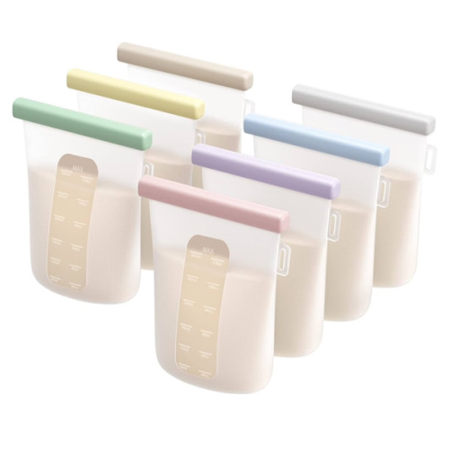 Nuliie 7 Pcs Silicone Breastmilk Storage Bags Reusable, 8oz/240ml