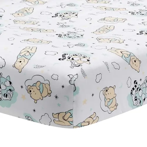 Lambs & Ivy Disney Baby Winnie The Pooh Hugs White Fitted Crib Sheet