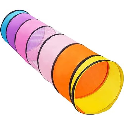 Kids Play Tunnel,Pop Up Crawl Through Tunnel Play Tent for Baby Kids Children or Pet,Foldable Pop Up Tents with Carry Bag (Pink Colorful Tunnel)