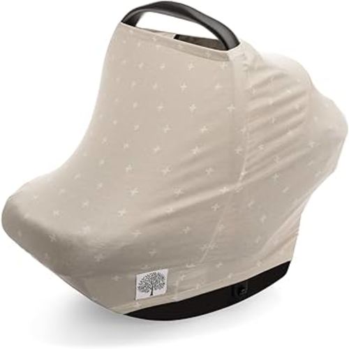 Parker Baby 4 in 1 Car Seat Cover for Girls and Boys - Stretchy Carseat Canopy, Nursing Cover, Grocery Cart Cover, High Chair Cover - "Desert"