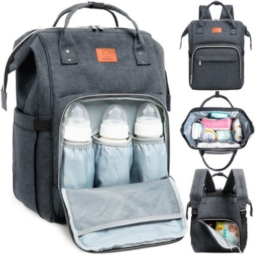 KeaBabies Original Diaper Bag Backpack, Multi Functional, Water-resistant, Large Baby Bags for Girls, Boys, Color: Mystic gray
