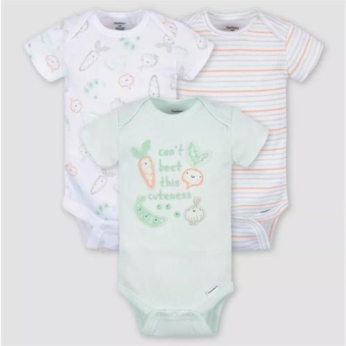 Gerber - 3Pk Vegetables Short Sleeve Onesies