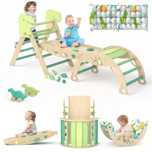 Pikler Triangle Set with Cushion 9 in 1 Climbing Toys for Toddlers - TikTok Shop