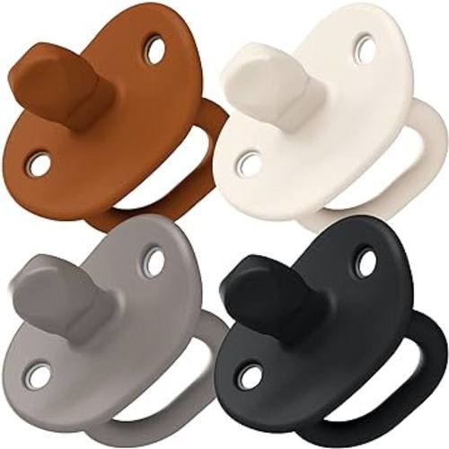 Boon Jewl Silicone Orthodontic Pacifier - Baby Pacifier with Soothing Gem-Shaped Nipples - Comfortable Baby Pacifiers Support Natural Oral Muscular Development - Neutral - 4 Count - 0+ Months
