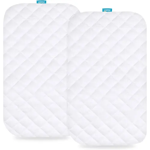 Waterproof Bassinet Mattress Pad Cover Compatible with Baby Delight Beside Me Dreamer Bassinet, 2 Pack, Ultra Soft Viscose Made from Bamboo Terry Surface, Breathable and Easy Care