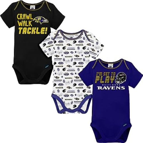 Gerber Baby NFL Team 3 Pack Short Sleeve Onesie Bodysuit