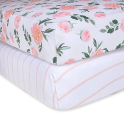 Autumn Bloom & Stripe Organic BEESNUG® Crib Sheet 2 Pack