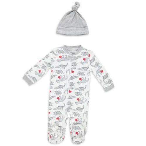 Chick Pea Gender Neutral Baby Clothes Footed Pajama Set for Sleep and Play 2 Pack Dinosaurs Dino Gray 6-9M