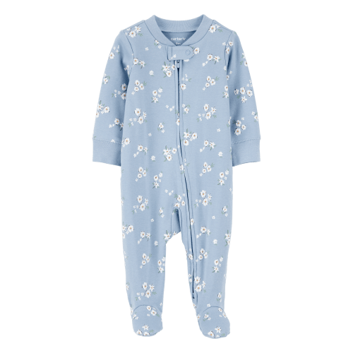 Baby Floral 2-Way Zip Cotton Sleep & Play Pajamas - Blue - Carter's | Carter's