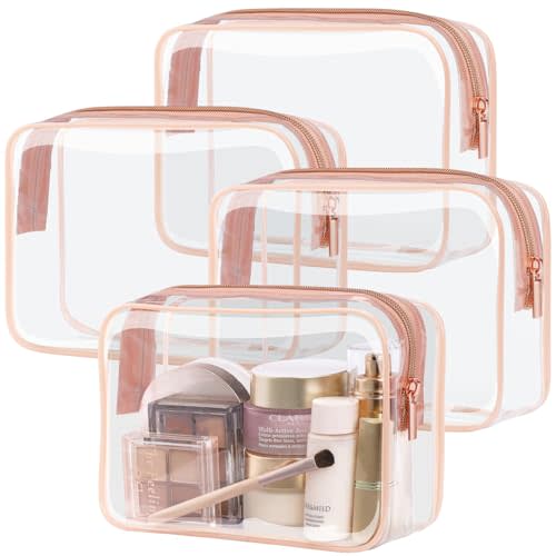 PACKISM Clear Makeup Bags, 2 Pack TSA Approved Toiletry Bag Quart Size Bag, Travel Makeup Cosmetic Bag for Women Clear Toiletry Bag