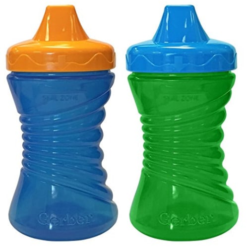 Gerber Graduates Fun Grips Hard Spout Sippy Cup, 10-Ounce, Blue/Green, 2 Count