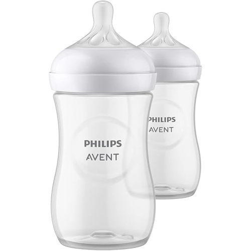 Philips AVENT Natural Baby Bottle with Natural Response Nipple, Clear, 9oz, 2pk, SCY903/02
