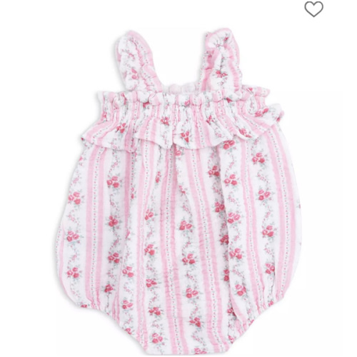 Girls' Winding Roses Stripe Ruffly Strap Bubble Romper - Baby