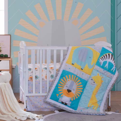 Little Grape Land Baby Crib Bedding Sets for Boys, 3 Piece Newborn Bedding Sets, Elephant