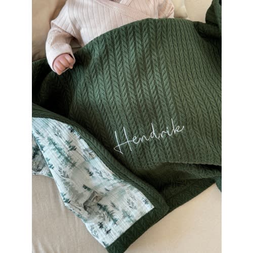 Waffle baby blanket, Personalised baby wrap, Organic Swaddle blanket, baby muslin blanket Custom baby blanket, embroidery name baby blanket