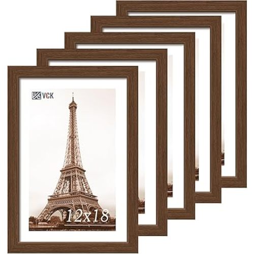 VCK 12x18 Frame 5 Pack, High-End Brown Wood, for Poster Artwork
