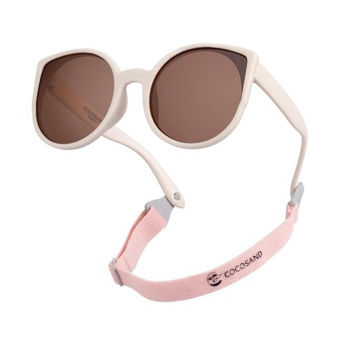 COCOSAND Baby Sunglasses with Strap Polarized Cat Eye UV400 for Infant Toddler Girl 3-24 Months