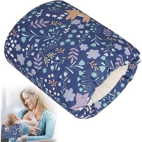 1Pc Baby Nursing Arm Breastfeeding Pillow Soft Cotton Bottle Feeding Pillows for Newborn (Blue Forest)