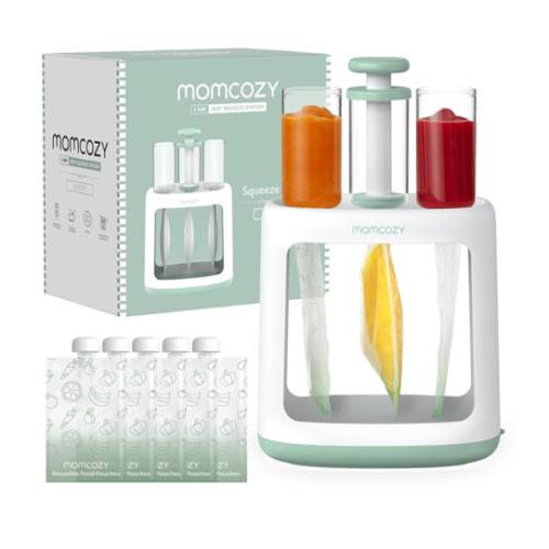 Momcozy Squeeze Station For Homemade Baby Food,Pouch Filling Station For Puree Food For Babies&Toddlers,No Food Splashing,Dishwasher Safe,BPA-Free,With Reusable Bags