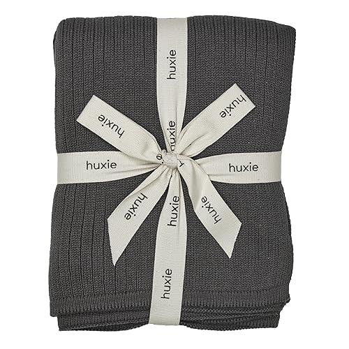 Knitted Organic Cotton Baby Blanket- Swaddle Blanket, 30" x 40" Soft Receiving Blanket for Newborn (Stone Grey)