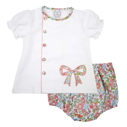 Baby Girls Autumn Floral Bow Bloomer Set | Adorable Fall Outfit for Little Ones – The Bella Bean