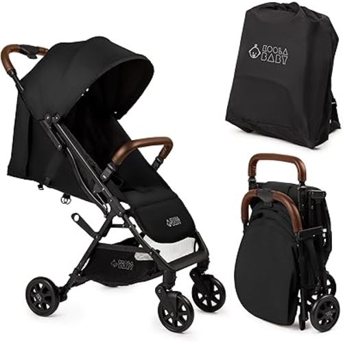 Lightweight Travel Stroller for Baby & Toddlers - Easy Fold & Compact Stroller for Airplane with Canopy, Storage Basket, Multi-Position Recline & Convenient One-Hand Fold, Travel Bag Included (Black)