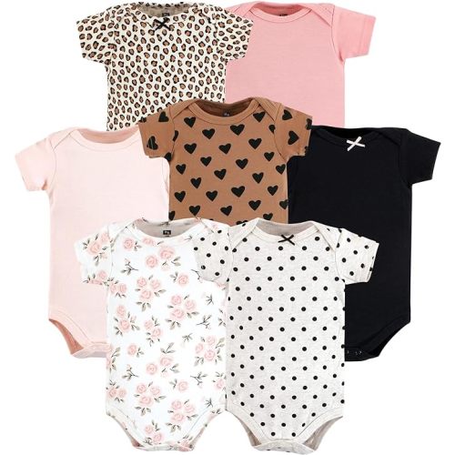 Hudson Baby Baby Girls' Cotton Bodysuits 7-pack