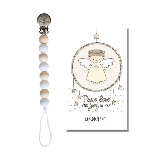 GUARDIAN ANGEL PACIFIER Clip + Options | Catholic Baby Gift | Catholic Newborn | Catholic Baby Shower | Baptism | Silicone Pacifier Clip