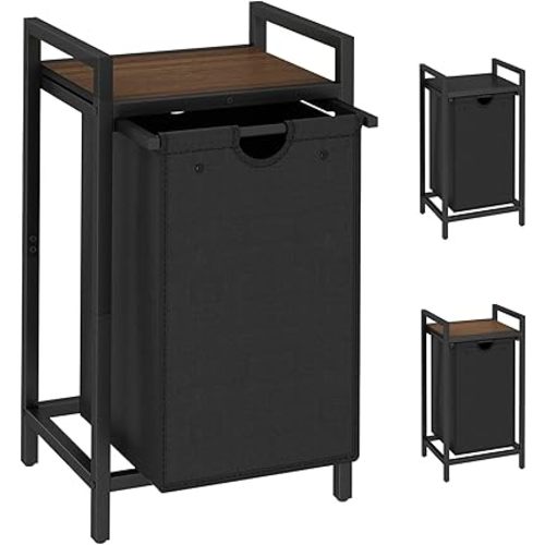 LAATOOREE Laundry Hamper, Two-Color Laundry Basket with Removable Laundry Bag and Top Shelf, Clothes Hamper for Samll Space,Laundry Room, Bedroom, Bathroom