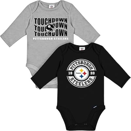 Gerber NFL unisex-baby Nfl 2-pack Long Sleeve Onesie Bodysuit