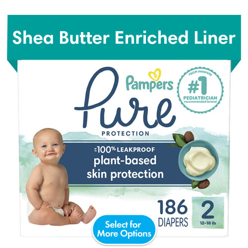 Pampers Pure Diapers Size 2, 186 Count (Select for More Options)