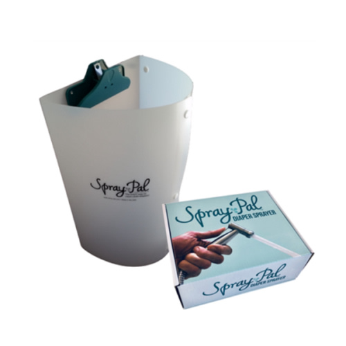 The Spray Pal cloth diaper sprayer and splatter shield in one discounted bundle with FREE shipping! Must have cloth diapering accessories, especially after your baby starts eating solid foods.