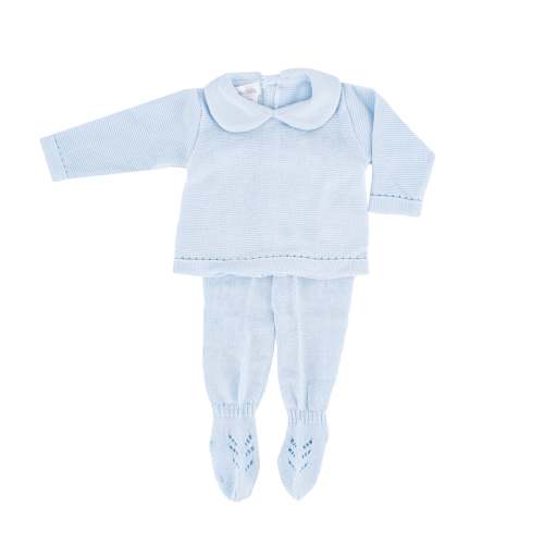 Dondolo - Knit Baby Boy Sweater and Stockings Set - Light Blue