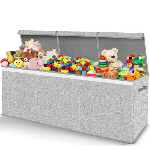 Extra Large Toy Box for Girls Boys - Collapsible Kids Toy Chest Boxes Organizers and Storage for Livingroom,Playroom,Closet 35.8"x12.6"x16"(Grey)