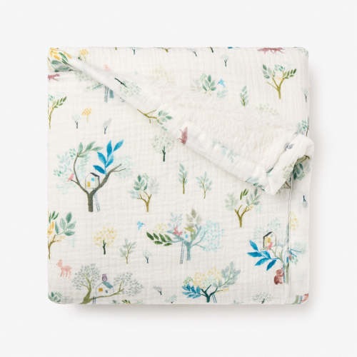 Treehouse Forest Organic Muslin Fur Back Blanket – Elegant Baby