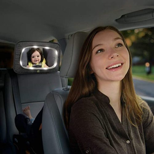 GO By Goldbug Light Up Mirror for Rear and Forward Facing Car Seats Shatter Resistant